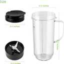 5-piece Magic Bullet Blender Cups, Tall 22oz Cup with Flip-Top To-Go Lid, Cross Blade, Blender Replacement Parts, Mug with Handle Compatible with Magic Bullet 250w MB1001