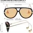 Oversized Aviator Sunglasses with Earring for Women Large Big UV400 Protection Designer 2025 Ladies Shades