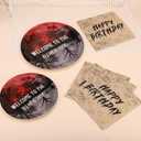 72pcs Party Plates and Napkins, include 2 Sizes 48pcs Welcome to The Other Side Plates & 24pcs Napkins Funny Spooky Theme Tableware Favors Party Supplies for Kids Adults Birthday Decoration Supplies