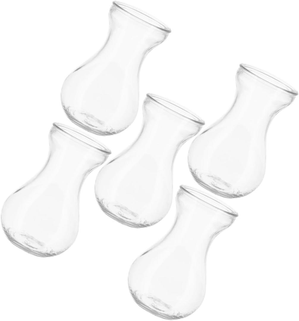 Uonlytech 5Pcs Hydroponic Glass Vases Centerpiece Containers for Desktop Indoor Plants Home Office Decoration Transparent Flower Jars for Hyacinth and Greenery