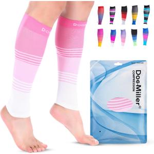 Doc Miller Calf Compression Sleeve for Men & Women 2030 mmHg Graduated Compression, Footless Compression Socks Alternative for Running, Shin Splints, Swelling, Varicose Veins Calf Support, 1 Pair, S