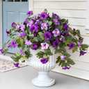 2 x Artificial Flowers for Outdoors UV Resistant Fake Petunias for Porch No Fade 2 Pcs Faux Silk Flower for Garden, Fake Plants for Home Yard Patio Balcony Window Box Decoration, Double Purple