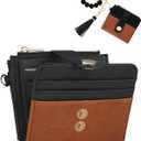 Small Wristlet Wallets for Women Keychain Wristlet Wallet RFID Blocking Key Chain Wallet With Zipper Coin Pocke,2 Id Window(BrownBlack)