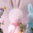 Yookeer 3 Pack Easter Bunny Decorations, Pastel Flocked Bunny Kit, Spring Table Centerpieces Easter Rabbit Set for Home Party Decor