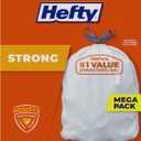 Hefty Strong 13 Gallon Trash Bags, Tall Kitchen Trash Bags, UnscentedLarge Trash Bags with Drawstrings, Durable Closure, Resists Leaks, Punctures, and Tears, White, Unscented, 90 Bags