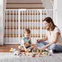 DUMOS 30"-49" Baby Gate for Stairs & Doorways, Auto Close, No Drill, White