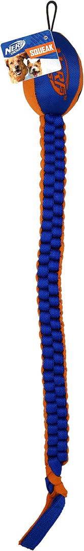 Nerf Dog Vortex Chain Tug Dog Toy with Squeaker Football Head, Lightweight, Durable, Water Resistant, 30 Inches, For Medium to Extra-Large Breeds, Single Unit (3474)