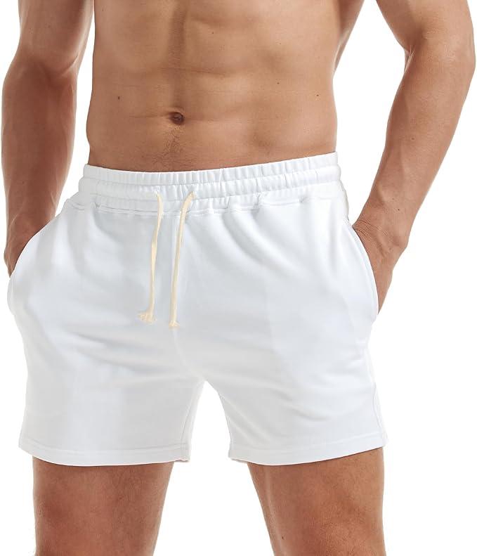IMPACT Mens Workout Sweat Shorts 5 Inch Cotton Casual Fitness Mens Athletic Gym Shorts with Pockets , Size L