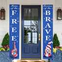 4th of July Patriotic Door Banner Set, "Home of The Free Because of The Brave" Gnomes Porch Signs, Memorial Day Door Curtains for Front Door, 4th of July Independence Day Decorations, Indoor/Outdoor Hanging Decor