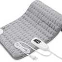 Deepsoon Heating Pad,Electric Heating Pads for Back,Neck,Moist Heating Pad for Abdomen Shoulder Knee Legs,Dry/Moist Heat&Auto Shut Off,Mother's Day Birthday for Men and Women,Silver,24x12 Inch