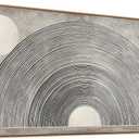 Framed Canvas Wall Art Abstract Geometric Circles and Lines Gray and Cream Modern Minimalist Neutral Wall Decor Canvas Print 24 x 48 Inch