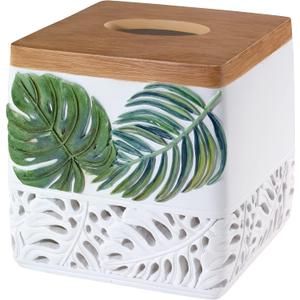 Avanti Linens - Tissue Box Cover, Resin Countertop Accessories, Stylish Home Decor (Viva Palm Collection)