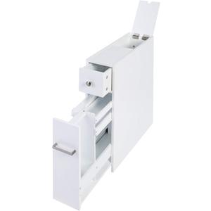 Spirich Slim Bathroom Storage Cabinet, Free Standing Toilet Paper Holder, Bathroom Cabinet Slide Out Drawer Storage, White