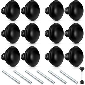 Saillong 6 Sets Vintage Style Door Knob Set with Spindle, Old Style Door Knob Replacement with Electroplate Design, 2.2inch, Outside Diameter for Interior Doors(Matte Black)