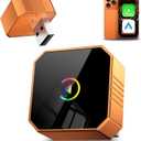 2026 Wireless CarPlay Adapter for iPhone  Android Auto Mini Wired to Wireless Apple Car Play Adapter Plug & Play Compatible for iPhone iOS 10+ Android 11+ with After 2016 Cars (Orange)