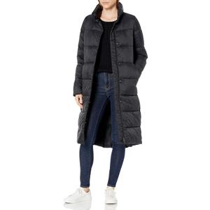 Amazon Essentials womens Lightweight Water-resistant Longer Length Cocoon Puffer Coat (Medium, Black)