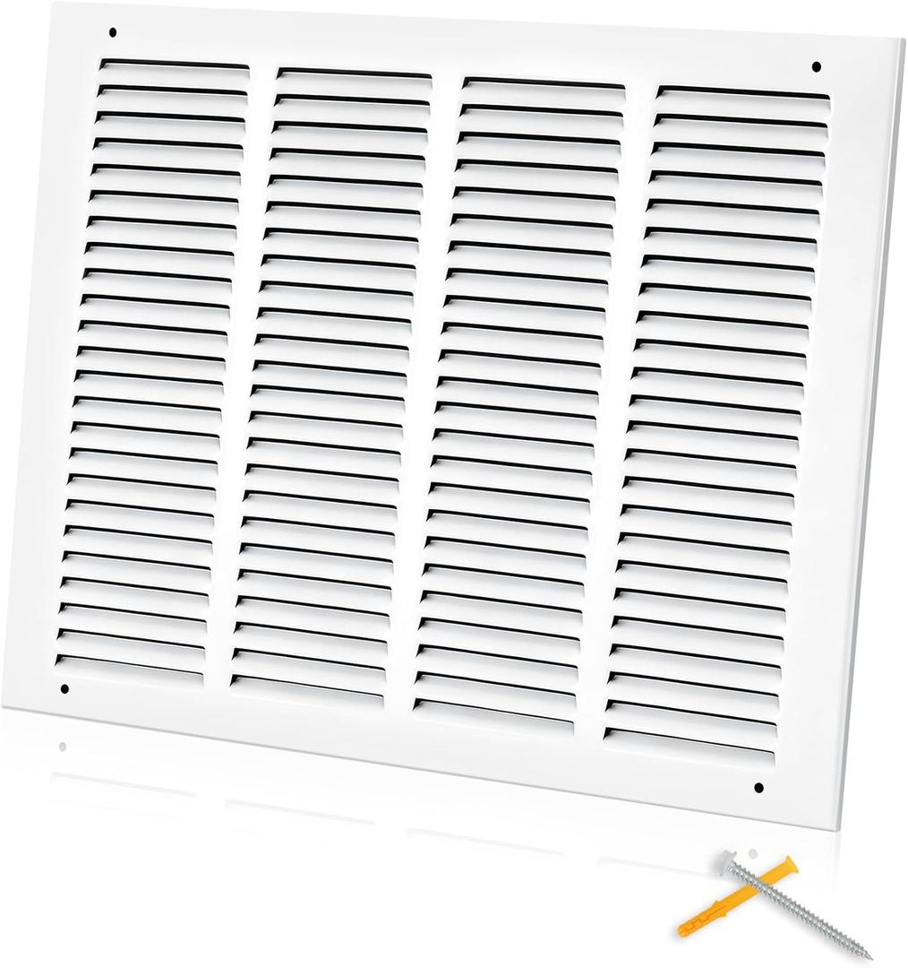 Fancat 16x12 Duct Opening | Steel Return Air Grille | Vent Cover Grill for Sidewall and Ceiling | HVAC Cold Air Intake Grille | White | Outer Dimensions: 17.75"W X 13.75", 16''Wx12''H [Duct Opening]