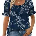 WIHOLL Womens Short Sleeve Square Neck Summer Tops Dressy Casual Blouses Trendy Clothes 2026 (XL)