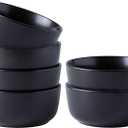 AmorArc Stoneware Cereal Bowls Set of 6, 26oz Soup Bowls Set for Cereal Soup Snacks, Modern Kitchen bowls for Meal, Dishwasher & Microwave Safe, Matte Black