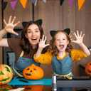 Edoneery Halloween Cat Ears Headband for Women, Furry Leopard Cat Ear Hairband, Costume Hair Accessory for Cosplay Parties (Black)