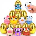 8 Pieces Jumbo Surprise Golden Easter Eggs Fillers with Eye-pop Fidget Toys, Easter Basket Stuffers Large Easter Eggs with Toys Inside, Easter Egg Hunts Party Favors for Kids Boys Girls Toddler Teens
