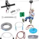 VEVOR Zip line Kits for Backyard80ft Zip line Kit for Kids and Adult Up to 330 lb, Included Swing Seat, Ziplines Brake, and Steel Trolley, Outdoor Playground Equipment