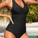 Womens Halter Tankini Swimsuit - Tummy Control Bathing Suit Two Piece Swimsuit V Neck Swimwear 2025 (Black) XXL