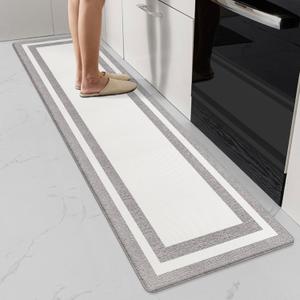Kitchen Mats Cushioned Anti Fatigue Kitchen Mats for Floor Waterproof Non-Skid Ergonomic Comfort Memory Foam Rugs Kitchen Runner Rug for Kitchen, Home, Office, Sink, Stove 17.3"x59" White
