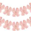 2 Pack Pink Bow Garland Banner, Pre-Assembled Bow Decor for Coquette Birthday Party, Baby Shower, Bridal Shower, Bachelorette, Wedding, Christmas Tree Decorations
