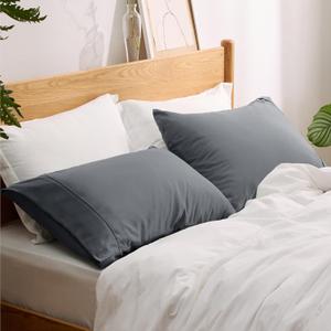 Pillow Cases Standard Size Set of 2 - Dark Grey Polyester Microfiber Pillowcases, Super Soft and Cozy Pillowcase, Pillow Case Covers with Envelop Closure, 20x26 Inches