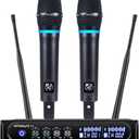 S9 UHF Rechargeable Wireless Microphone System Karaoke Microphone Wireless Mic Cordless Dual with Bluetooth Receiver Box + Volume Control ECHO for Karaoke Singing Speech Meeting Church, 200FT