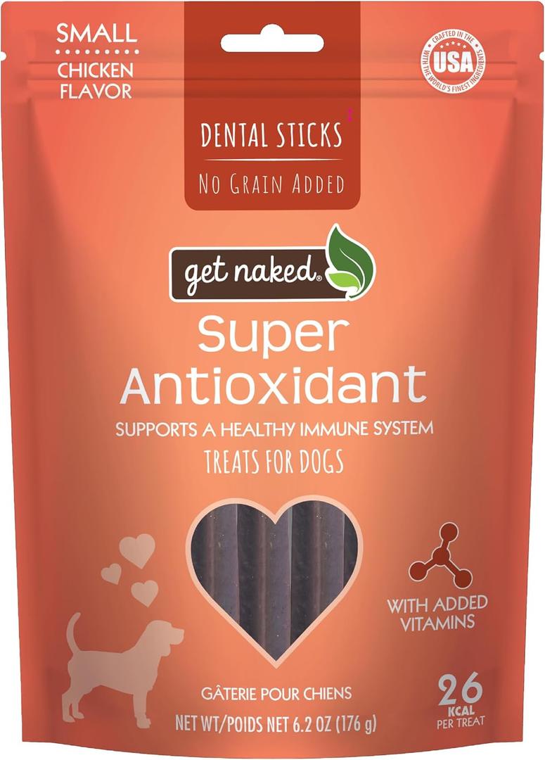 Get Naked Grain Free 1 Pouch 6.2 Oz Super Antioxidant Dental Chew Sticks, Small (EXP 10/01/27)