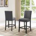 Biony Gray Fabric Counter Height Stools with Nailhead Trim, Set of 2