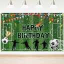 Soccer Birthday Banner 6x3.6 ft Football Field Backdrop for Boy Men Soccer Birthday Party Decorations Sports Theme Photo Booth Background
