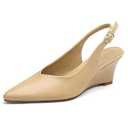 NEWBELLA Women's Wedge Heels - Minimalist Knitted Pumps with Back Straps, Comfortable Dress Shoes for Work & Everyday Wear, 9