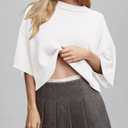 BTFBM Womens Short Sleeve Tops 2025 Summer Casual Crew Neck Oversized Sweater Solid Color Ribbed Knit T Shirts (White, XL)