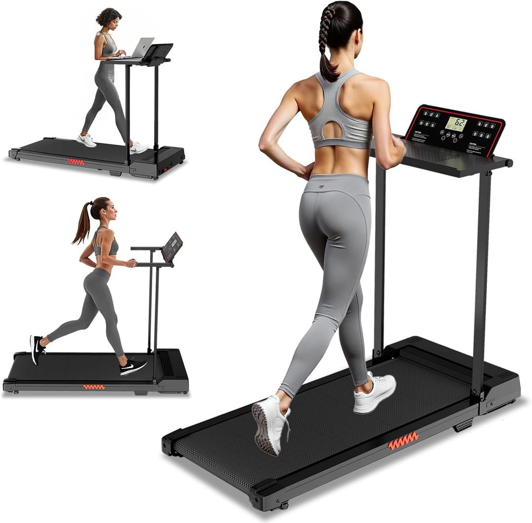 Treadmills for Home, Compact Treadmill with Handles, 3.0HP Electric Walking Pad Treadmill with Removable Desk Workstation & LED Display, Running Machine for Home Office with 320 LBS Capacity