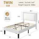 VECELO Twin Size Platform Bed Frame with Height Adjustable Upholstered Headboard, Modern Mattress Foundation,Strong Wood Slat Support, No Box Spring Needed, Easy Assembly,White