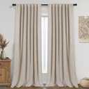 Awellife Linen Blend Blackout Curtains for Living Room Blackout Rod Pocket Back Tab Drapes 63 Inch Length 2 Panels Set for Living Room Beige