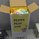 Dewonch Puppy Play Gym with 8 Hanging Toys, Small Dogs Indoor Jungle Gym, PVC Frame with Bungee Straps Enrichment Activity Center