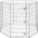 Amazon Basics Foldable Metal Indoor/ Outdoor Dog Playpen, Octagonal Exercise Pen, Single Door, 8 Panels, 48 Inch Tall, X-Large, 60 x 60 x 48 Inches, Easy to Assemble, Black