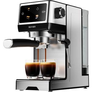 20Bar Espresso Machine with Hot & Rapid Cold Brew, Stainless Steel Coffee Makers, Cappuccino Latte Machine with Milk Frother Steam Wand for Home, 45oz Removable Water Tank, Touchscreen, Silver