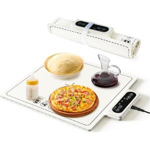 Electric Warming Tray-Fast Heating,6 Temperature Settings,Fast Full Surface Graphene Heating Food Warmer,Roll Up Heating Pads for Parties Buffet Thawing (White, 15X15)