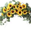 WYSRJ Artificial Sunflower Swag with Eucalyptus, 29.5 Inch Decorative Swag Floral with Sunflowers Wedding Arch Decor Fake Floral Wreath for Door Wedding Party Garden