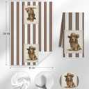 Western Basset Hound Dog Kitchen Towels, Basset Hound Gifts Hand Towels for Bathroom, Retro Preppy Brown Striped Cowboy Dog Dish Tea Towels for Kitchen Decor, 16x24 Inch