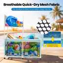 Pool Float Storage Bin 271 Gallon - 2-in-1 XX-Large Outdoor Pool Toy Storage Holder for Raft Noodles Inflatables Towels Balls, 9 Wheels Mesh Rolling Organizer Car Bin for Swimming Equipments