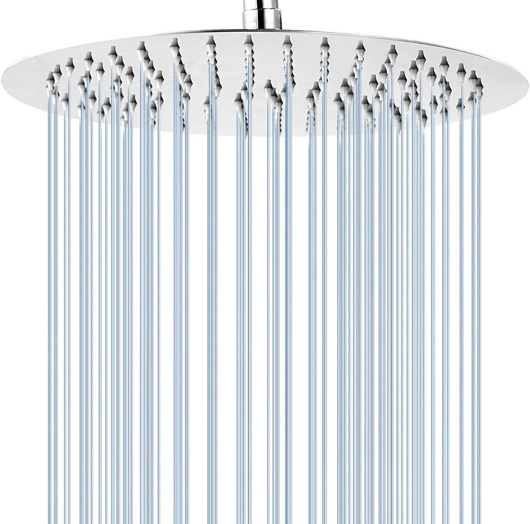 GGStudy Round 16 Inch Stainless Steel Shower Head - Rain Style Shower Head Chrome Rainfall Full Body Shower Heads