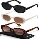 miyya Old Money Polarized Oval Sunglasses  2025 Edition, UV400 Protection, Feather-Light Fit & Trendy Colors (Black/Pearl/Tortoise)