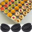 3 Inch Mini Quiche Pans 12 Pack, Round Egg Tart Molds with Removable Bottom. Small Tart Pans w/Non-Stick Coating Rugged Carbon Steel for Tartlets Shells Desert Making Christmas Festival Party