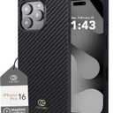 Cocomii - Rectangle Case Compatible with iPhone 16 Pro - Compatible with MagSafe, Carbon Fiber Texture, Aramid Pattern, Glossy, Magnetic Phone Case for iPhone 16 Pro 6.3 inch, Black